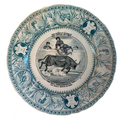 French Bullfighting Porcelain Plate