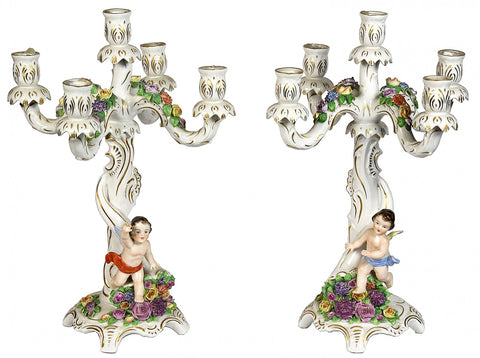 Pair of Dresden-Style Candelabrums