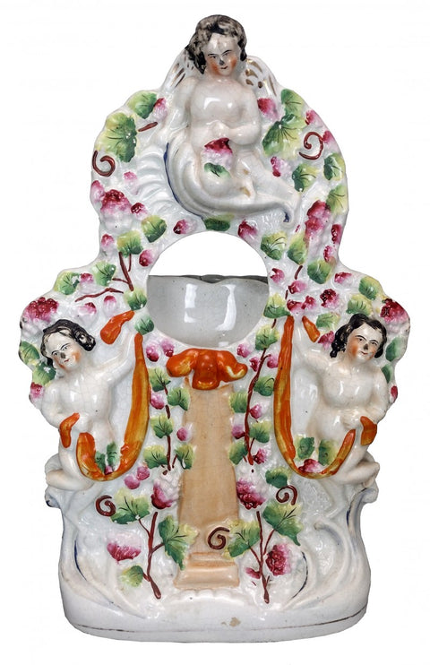 3 Angles Pocket Watch Holder Antique Staffordshire Figure