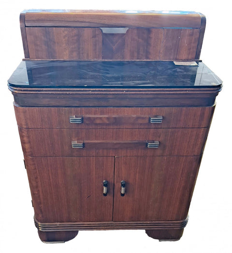 Antique Art Deco Walnut Hamilton Dental Cabinet or Liquor Cabinet