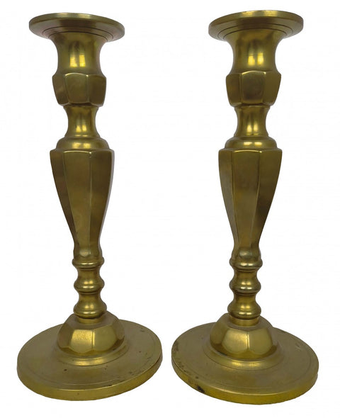 Antique Pair of Heavy Brass Candlesticks
