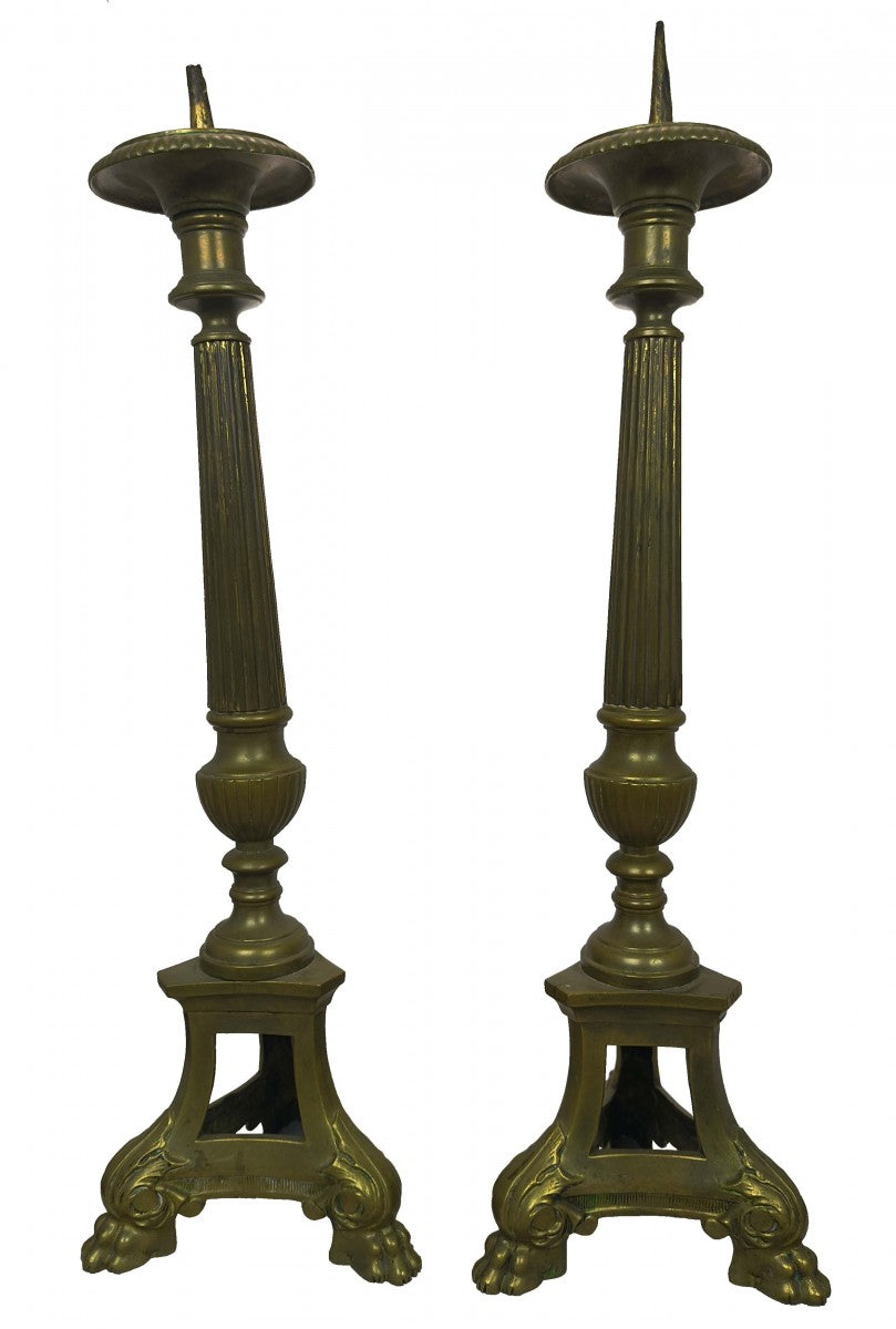 Pair of Antique Neo Grecian Greek Revival Candlesticks