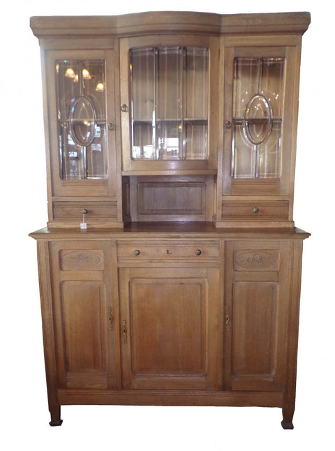 Antique Cabinet Beveled Glass Display Windows
