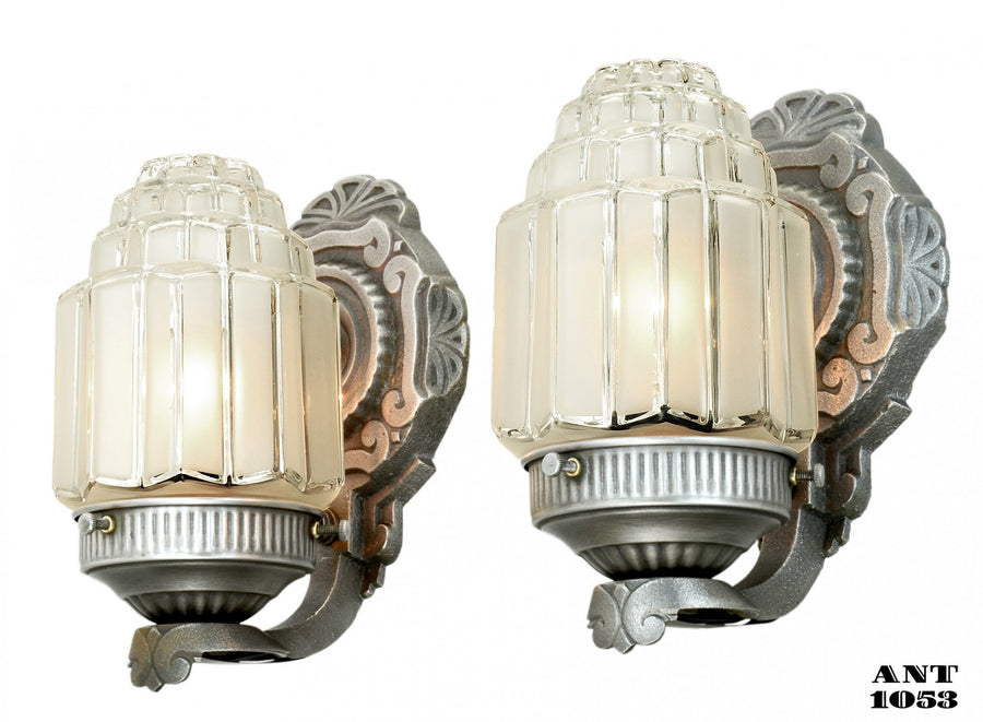Art Deco Streamline Design Pair of Sconces