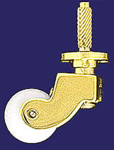 Vintage Recreated Furniture Brass 1" Porcelain Wheel Caster
