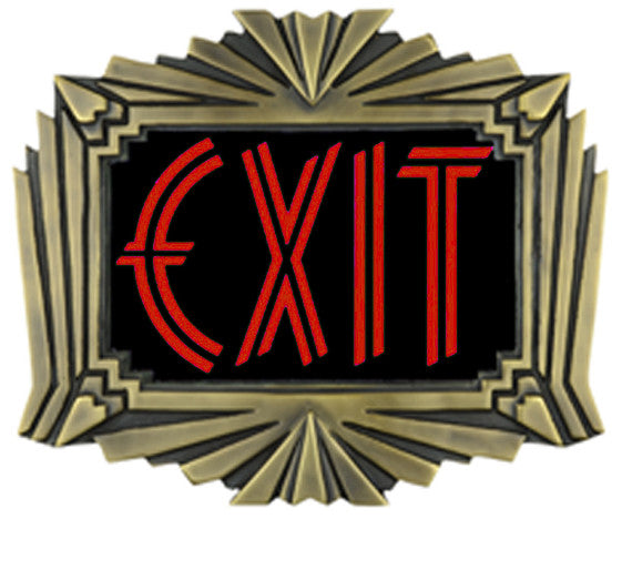 Fancy Art Deco Cast Brass Exit Sign (422x-SBSM-XN5NN)