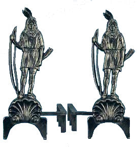 Victorian Colonial Revival Native American Andirons