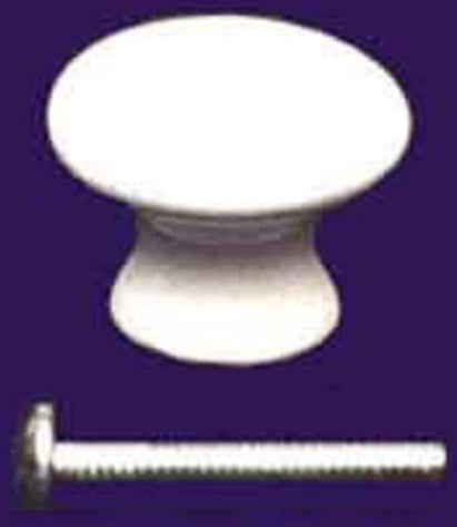 White Porcelain Knob 1" Diameter