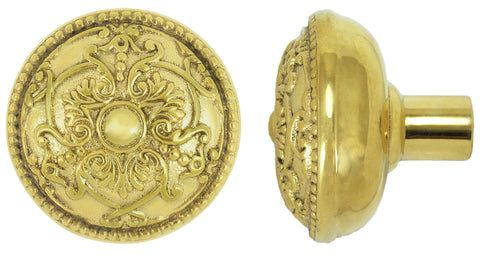 Victorian Antique Recreated Pair Brass Scroll Doorknobs