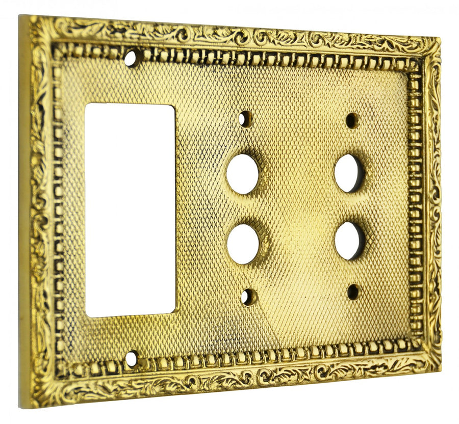 Victorian Triple Gang Decorative GFI & Pushbutton Switch Plate Cover