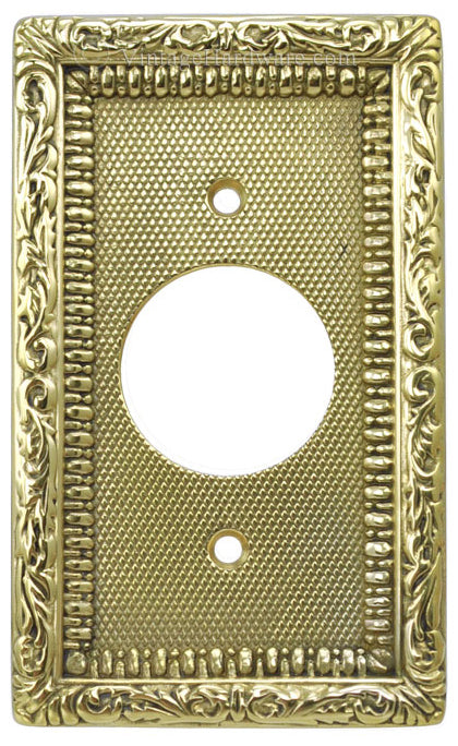 Victorian Decorative Brass Round Plug Cover Plate (L-W4)