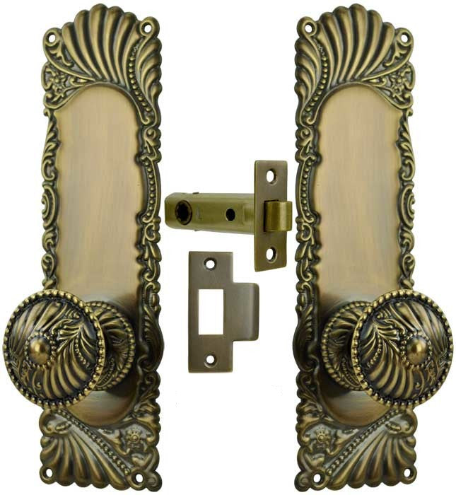 Victorian Corbin Roanoke Low Knob Passage Door Plate Set