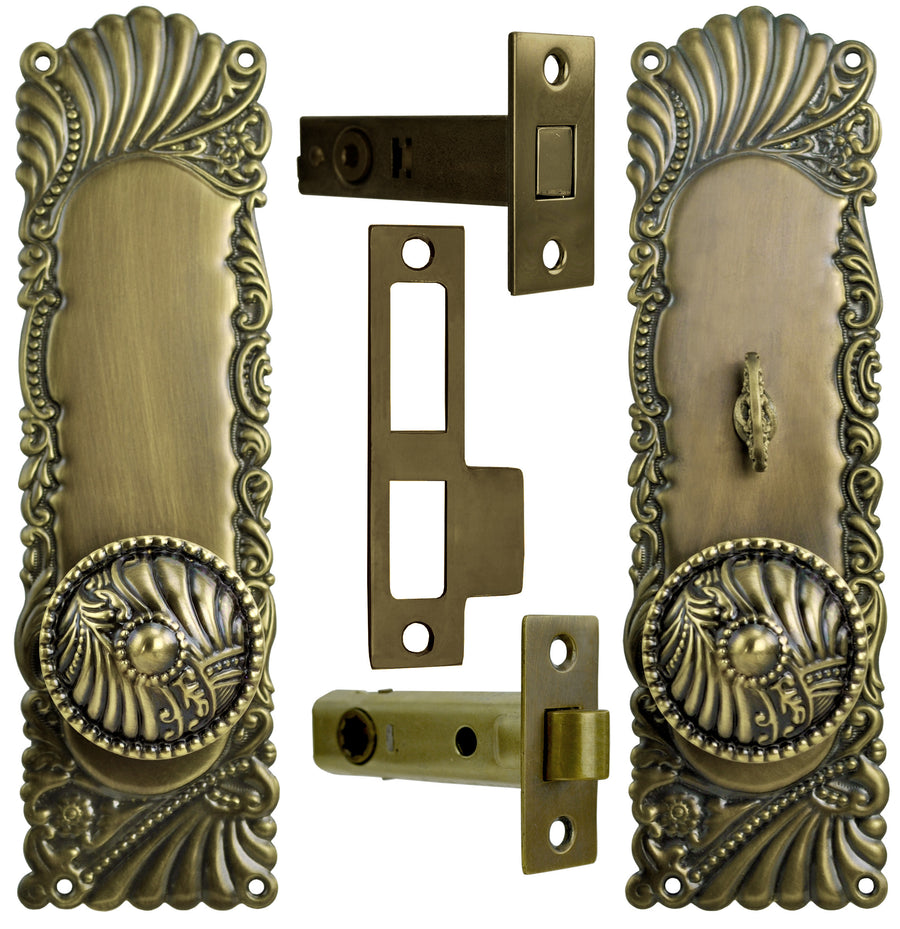 Victorian Corbin Roanoke Door Plate Passage Set with Locking Turnlatch