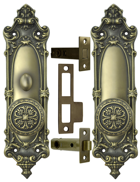 Victorian Rococo Yale Pattern with Gothic Knob Set with Locking Turnlatch