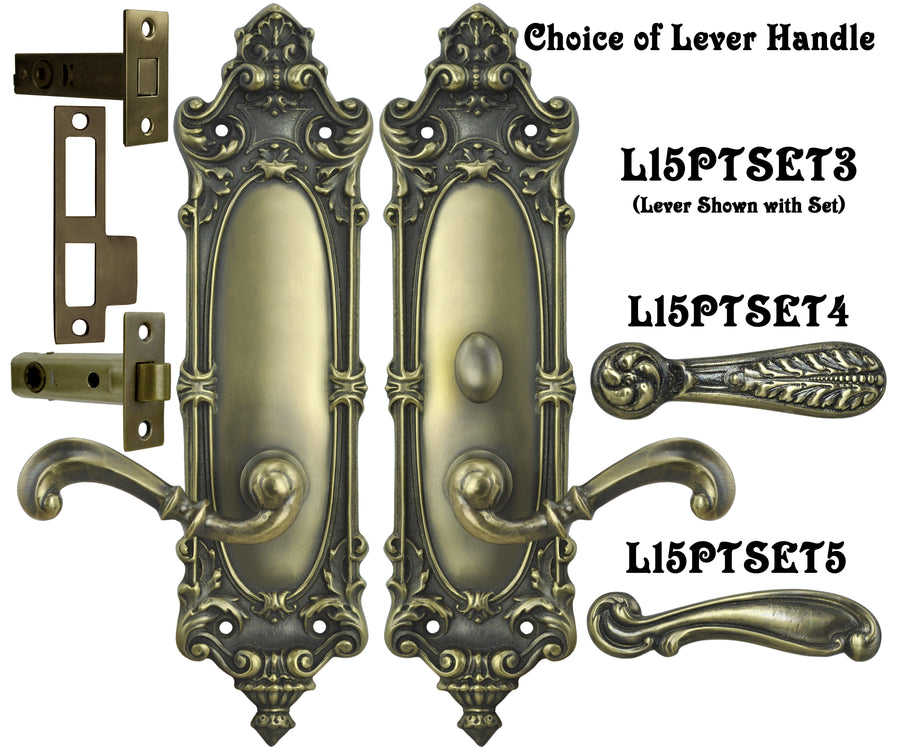 Victorian Rococo Yale Pattern with Lever Handle Set with Locking Turnlatch