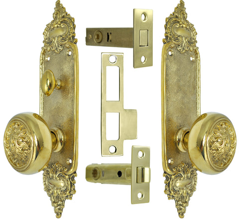 Louis Style Door Plate Passage Set with Locking Turnlatch