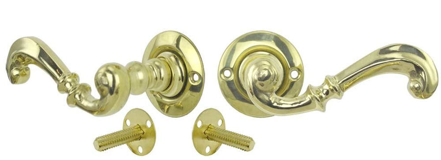 Contemporary Solid Brass Plain Door Plate Dummy Set with Lever Handles