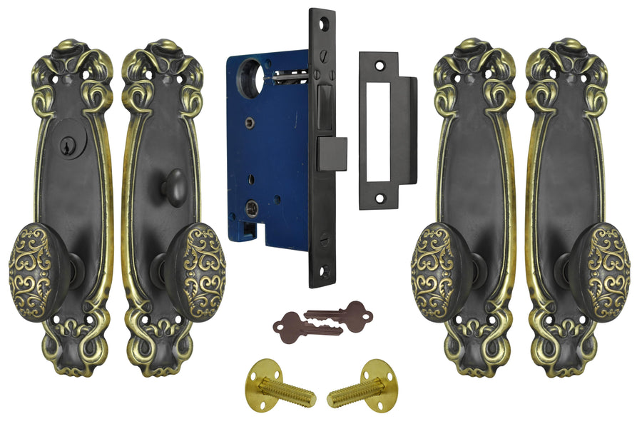 Art Nouveau 2-Tone Double Door Entry Set