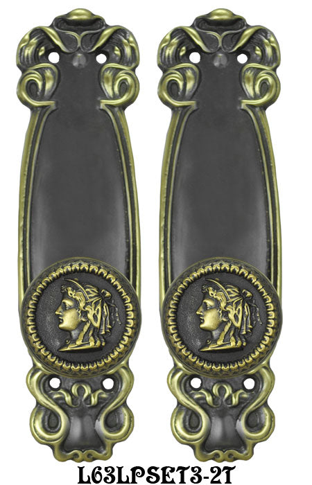 Art Nouveau Passage Door Plate Set