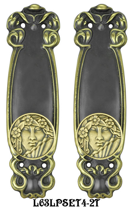 Art Nouveau Passage Door Plate Set