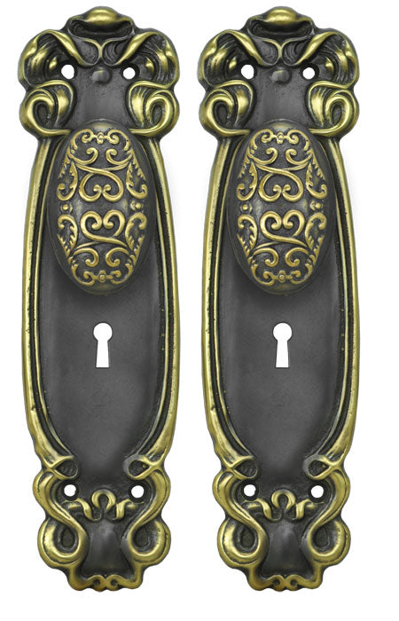 Art Nouveau Door Plate set with Locking Keyed Mortise