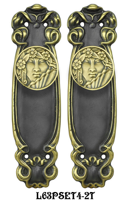 Art Nouveau Passage Door Plate Set