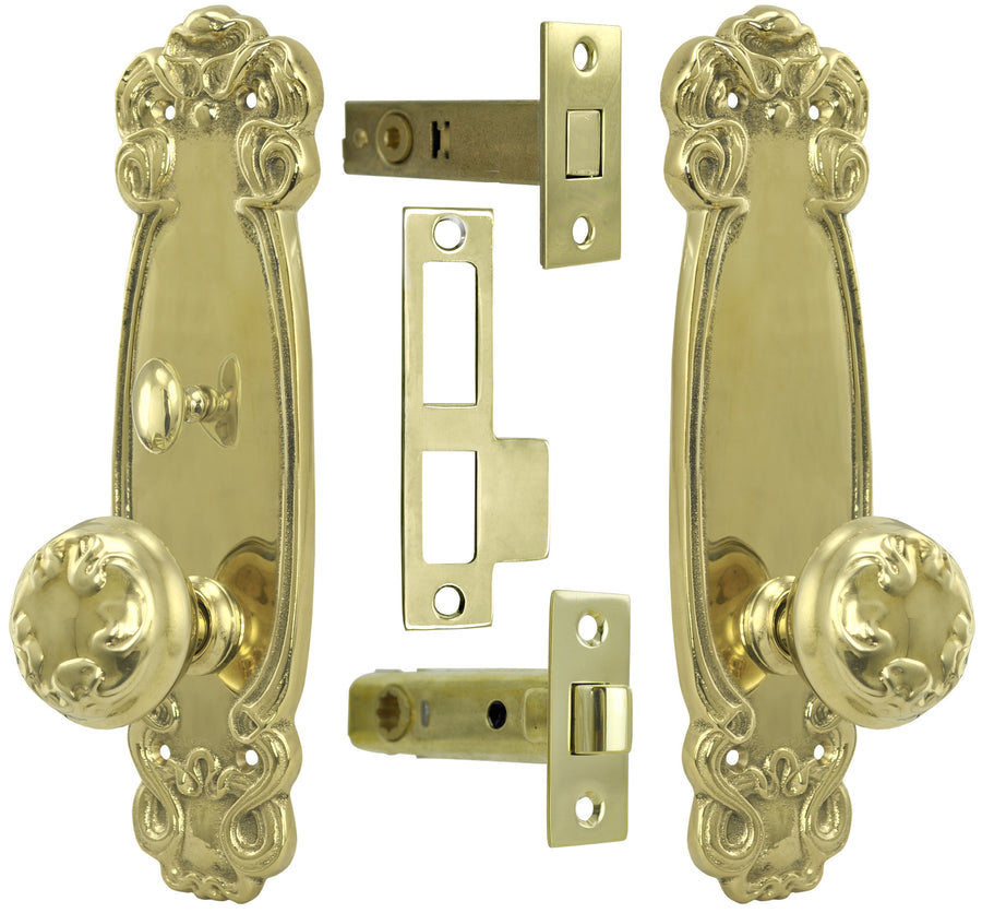 Art Nouveau Door Plate Passage Set with Locking Turnlatch