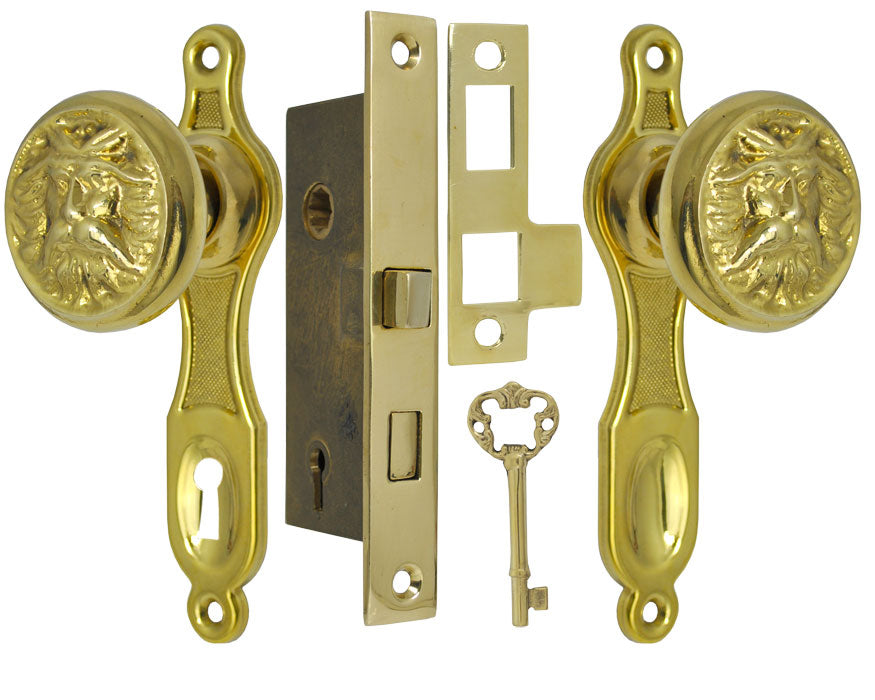 Narrow Backset French Door Set with North Wind Knob