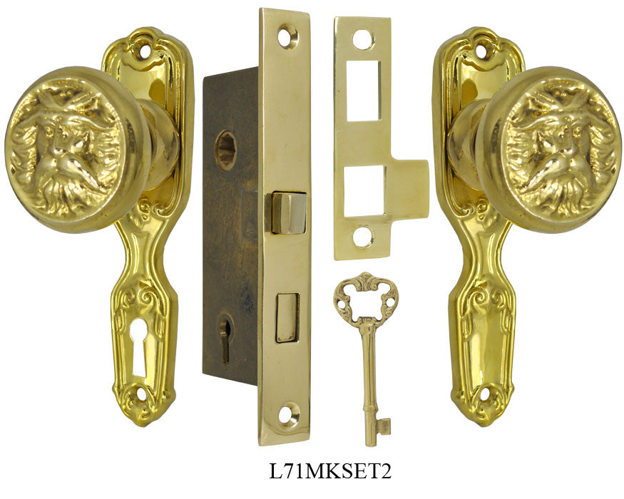 Narrow Backset French Door Set with North Wind Knob