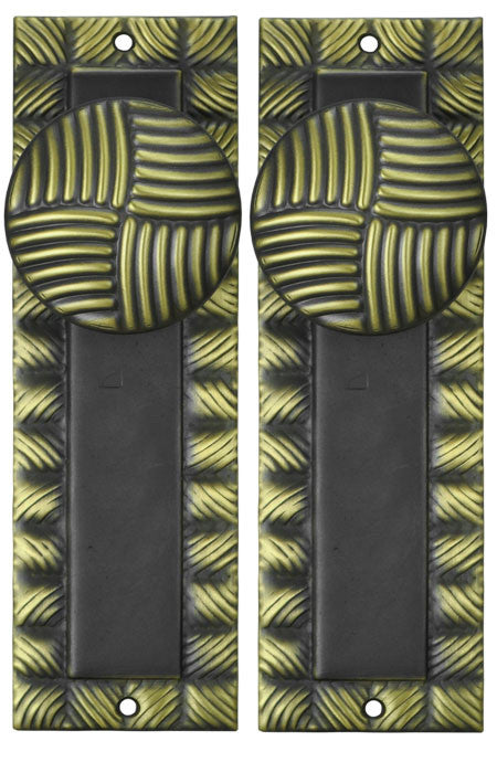 Art Deco Tubular Passage Set with Locking Turnlatch in Two Tone Finish