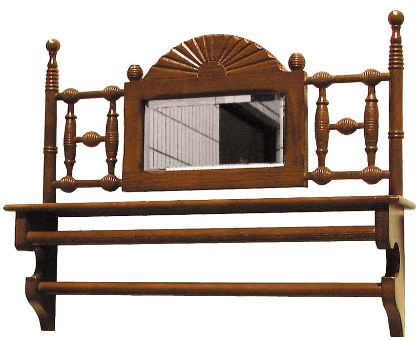 Furniture Recreated Eastlake Bobbin Oak & Mirror Shelf