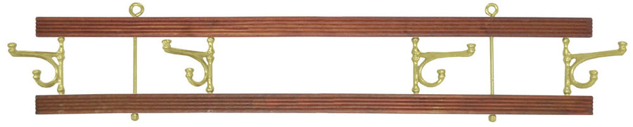 Oak Hanging Rack With Brass Swivel Hooks
