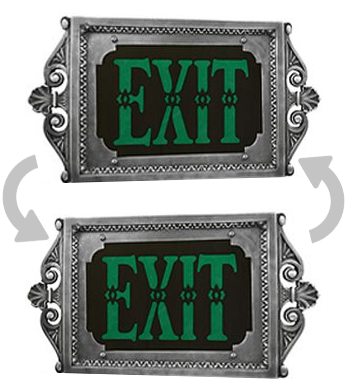 Fancy 1920s Style Cast Aluminum Exit Sign – Double Sided (420x-SASM-XN1NN-DS)