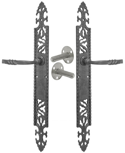 Gothic or Arts and Crafts Iron Door Plate Dummy Set