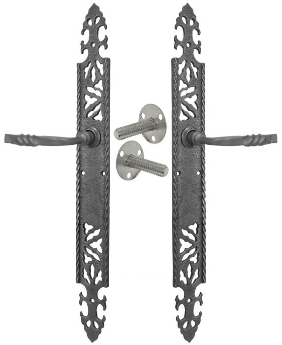 Gothic or Arts and Crafts Iron Door Plate Dummy Set