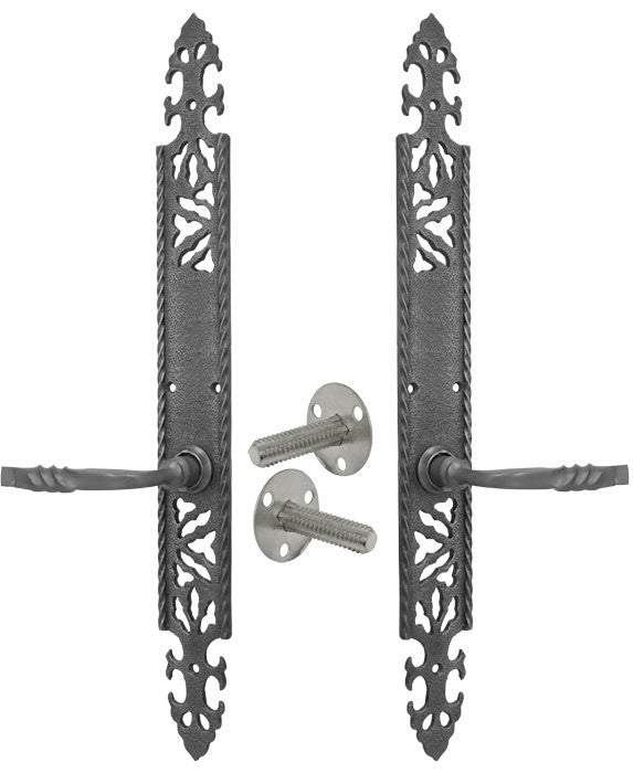 Gothic or Arts and Crafts Iron Door Plate Low Knob Dummy Set