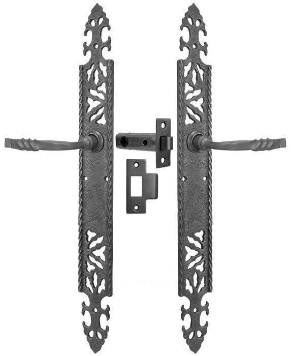 Gothic or Arts and Crafts Iron Door Plate Passage Set