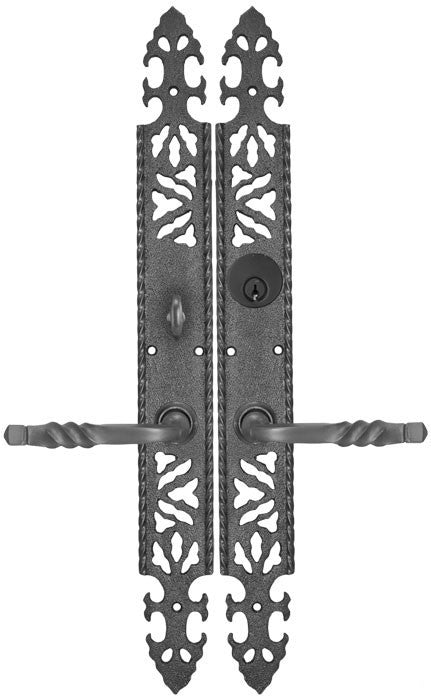 Gothic or Arts and Crafts Iron Door Plate Enty Set