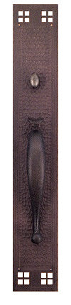 Arts & Crafts Hammered Copper Turnlatch Door Plate Pacific Pattern 21" Tall