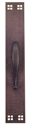 Arts & Crafts Hammered Copper Handle-Only Door Plate Pacific Pattern 21" Tall