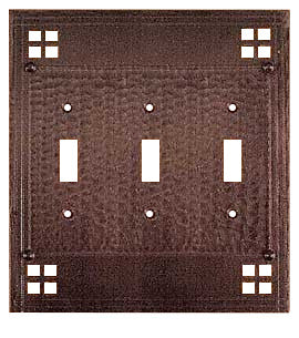 Arts & Crafts Triple Switch Plate Pacific Pattern