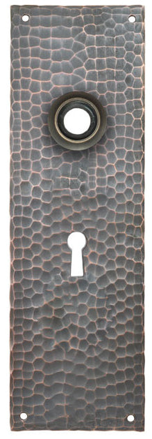 Arts & Crafts Hammered Copper Door Plate 8" Tall 2 1/4"cc
