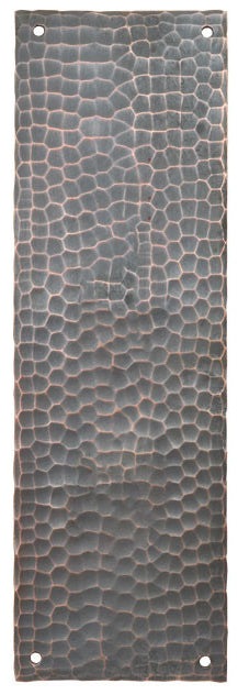 Arts & Crafts Hammered Copper Door Push Plate 8" Tall