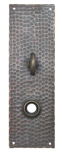 Arts & Crafts Hammered Copper Turnlatch Door Plate 8" Tall