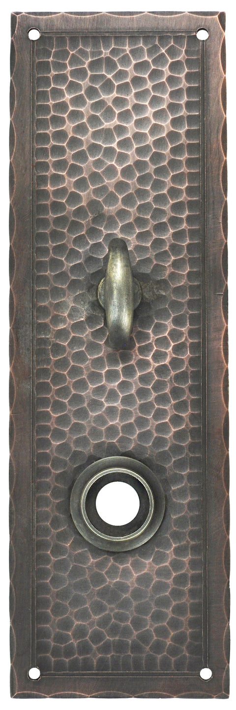 Arts & Crafts Hammered Copper Turnlatch Door Plate Field Pattern 8" Tall