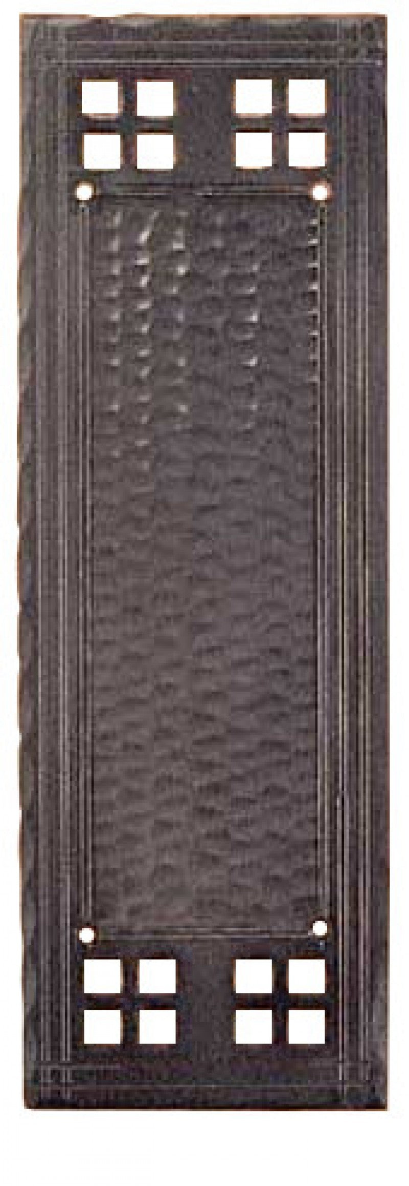 Arts & Crafts Hammered Copper Door Push Plate Pacific Pattern 8" Tall