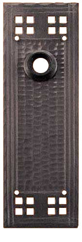 Arts & Crafts Hammered Copper Door Plate Pacific Pattern 8" Tall