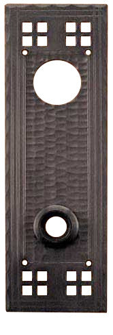 Arts & Crafts Hammered Copper Entry Door Plate Pacific Pattern 8" Tall