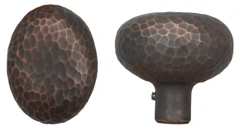 Arts & Crafts Hammered Copper Finish Oval Doorknob