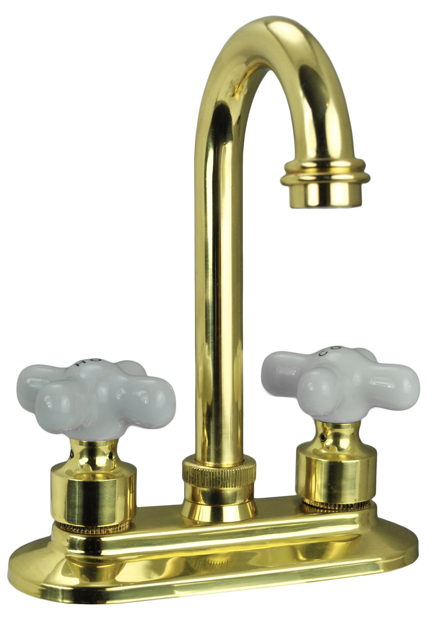 Brass Wet Bar Sink Faucet with Porcelain Hot and Cold Knobs